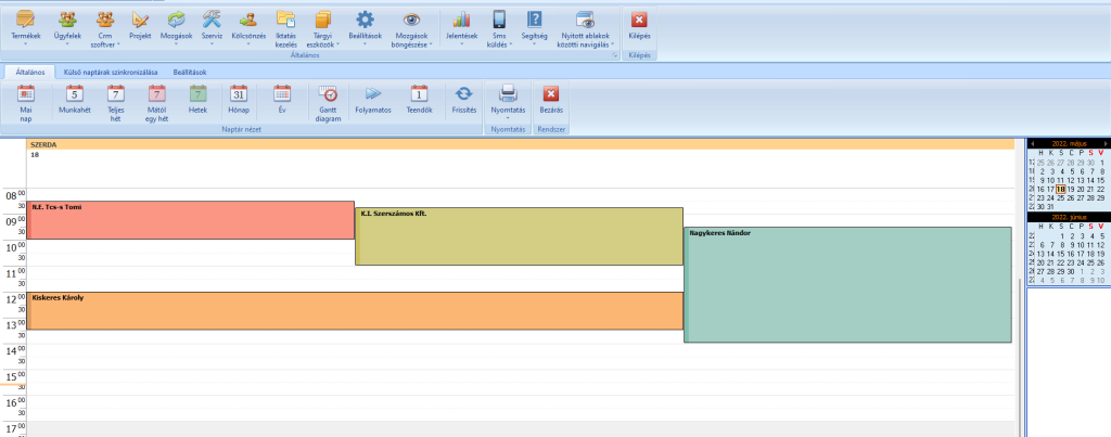 CRM naptar