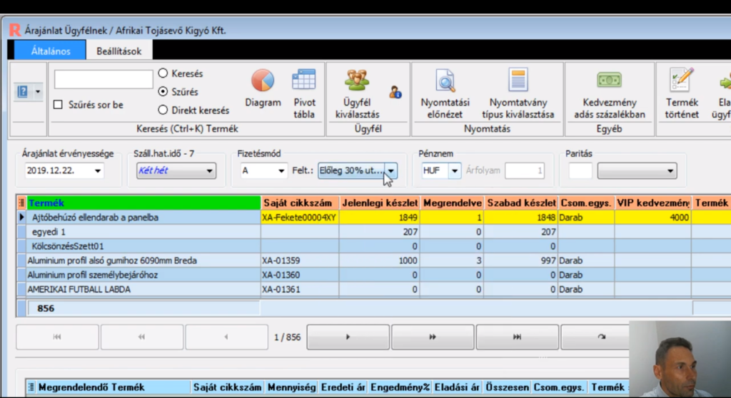 Egyedi ERP - árajánlat