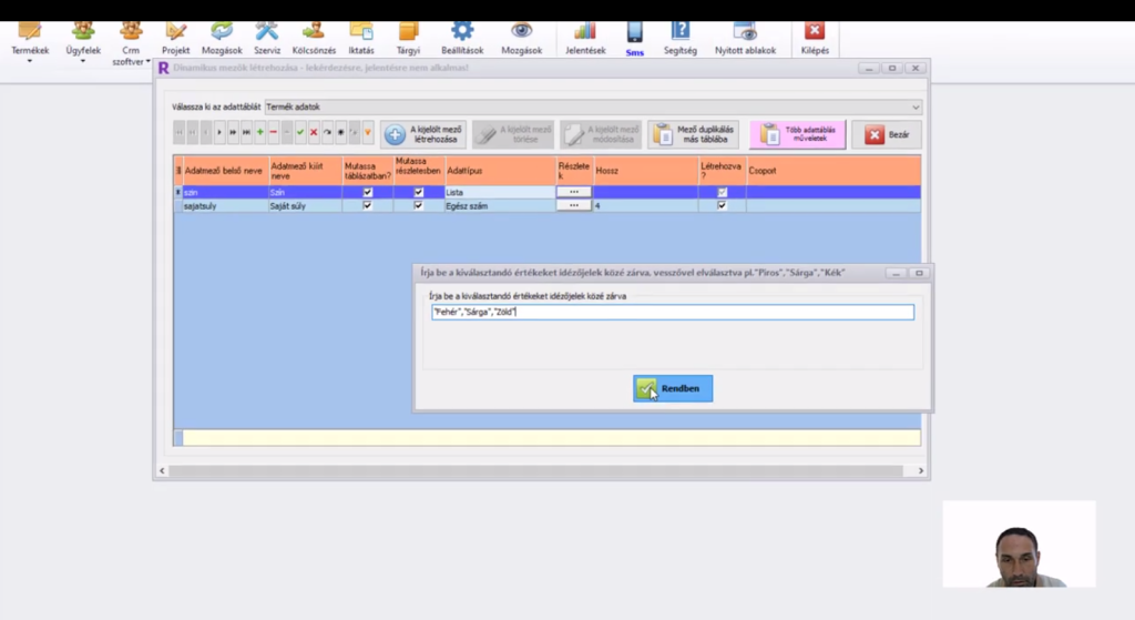 Felhasznaloi adatmezo modul bemutatasa