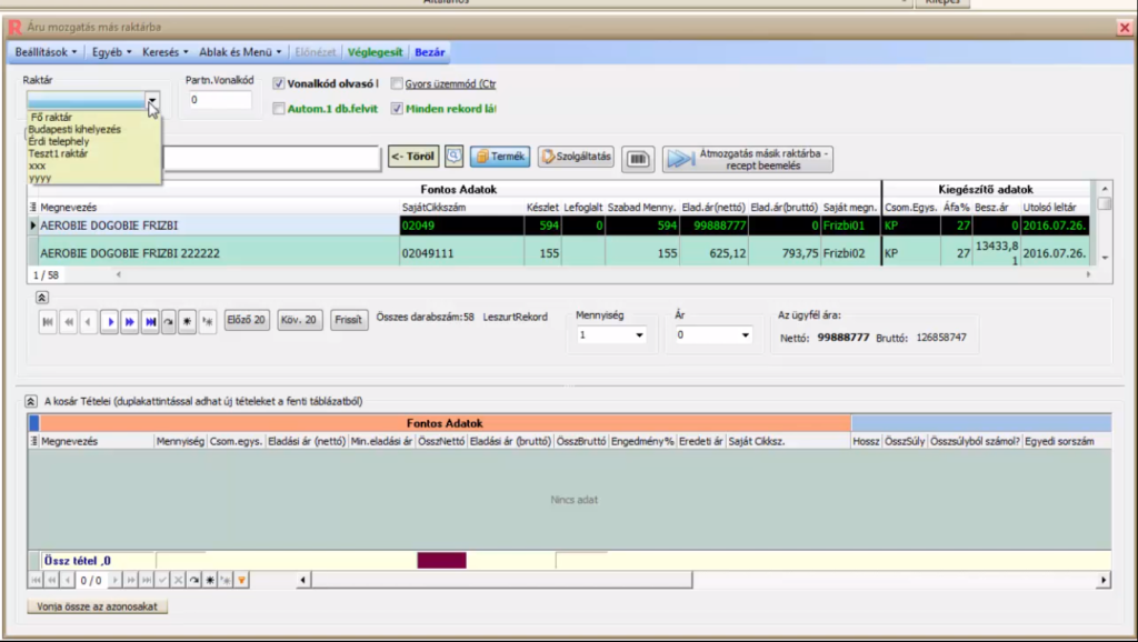 Egyedi ERP - mozgások