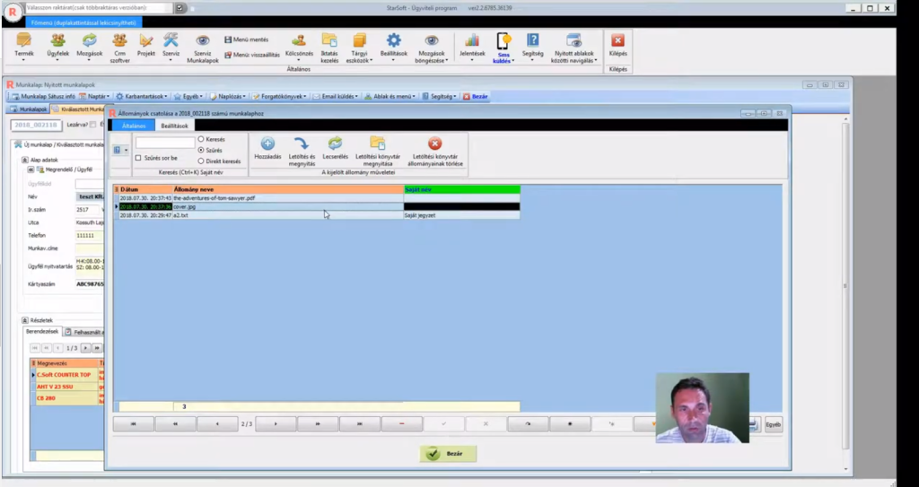 Egyedi ERP - szerviz, állomány