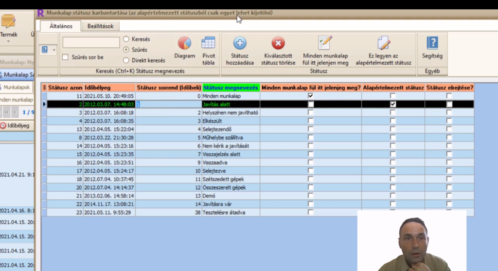 Egyedi ERP - szerviz törzs