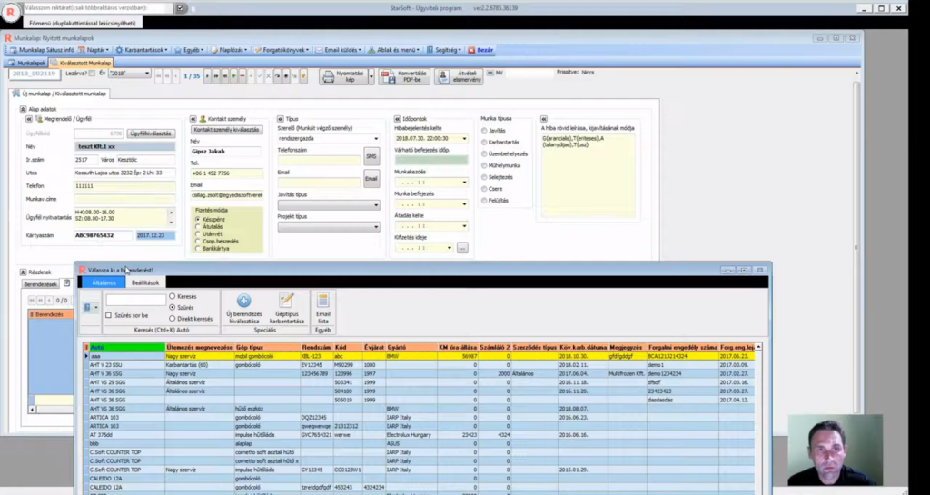 Egyedi ERP - szerviz program