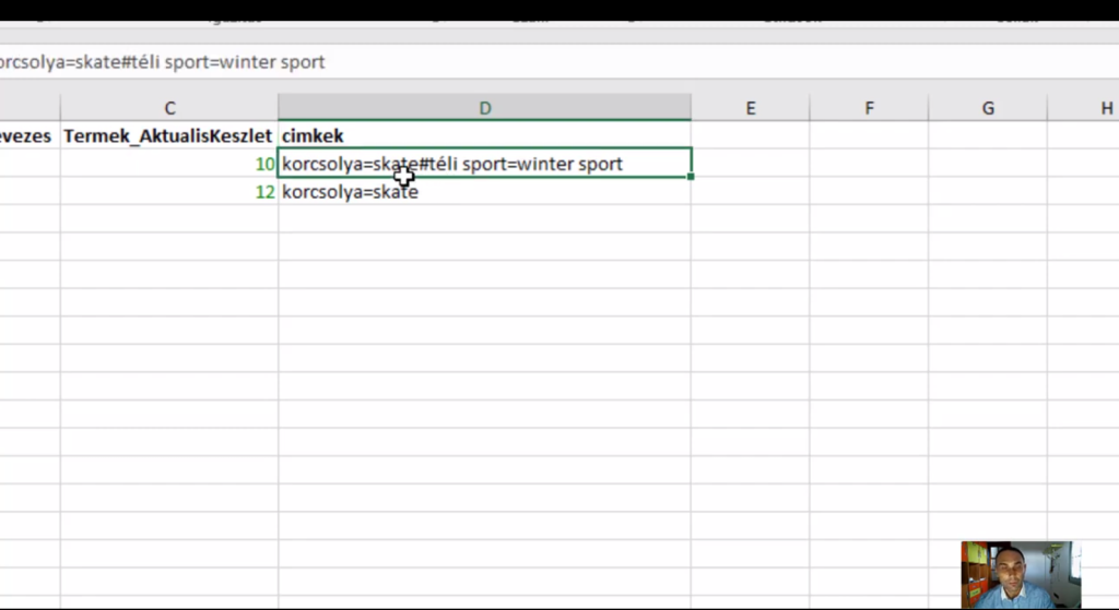 Termekek importalasa