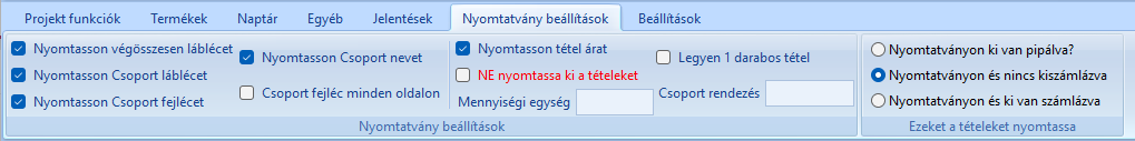 Menu Nyomtatvany beallitasok